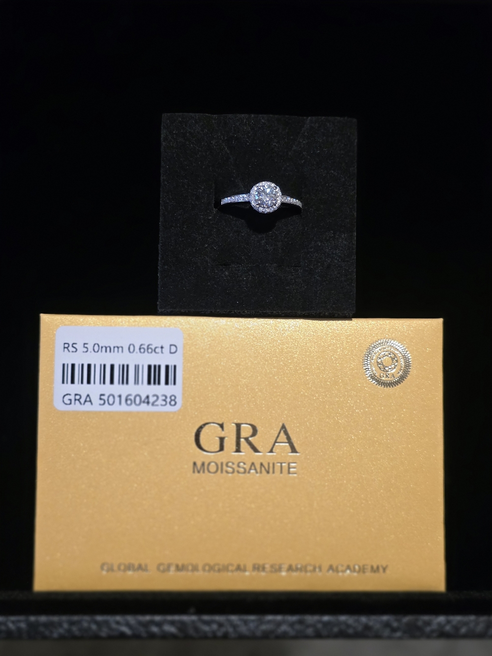 Moissanite White/Silver Halo Engagement Ring Sz6